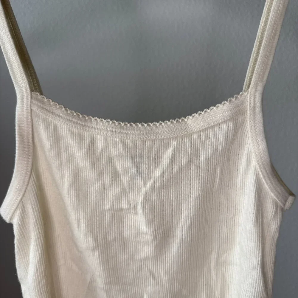 Brandy Melville Ribbed Bow Tank Top • Dainty • EU Made • 100% Cotton • Ivory - Picture 5 of 9